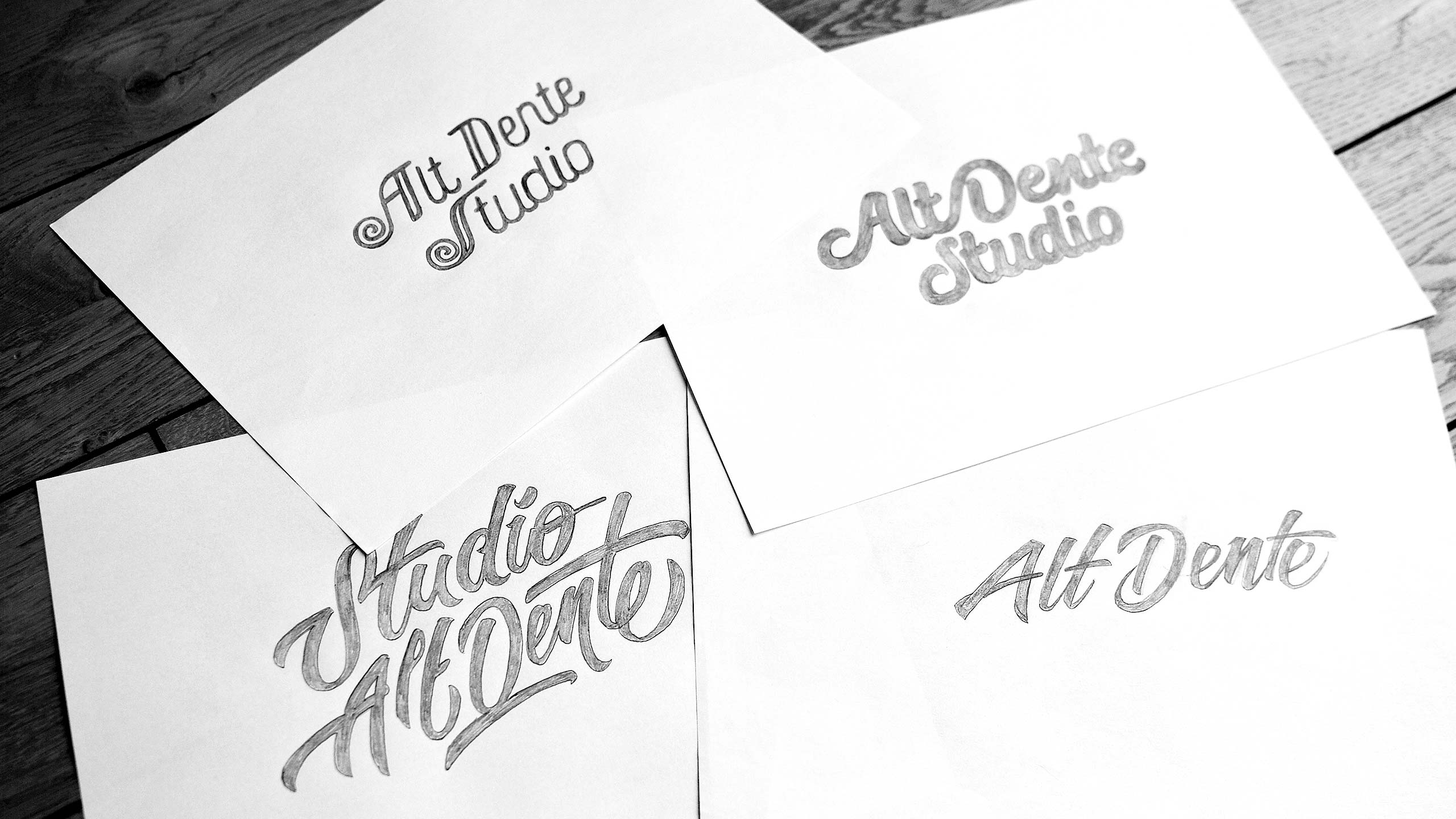 Logo design sketches for Alt Dente Studio