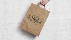 Paper bag design for Barber Art & Crafts